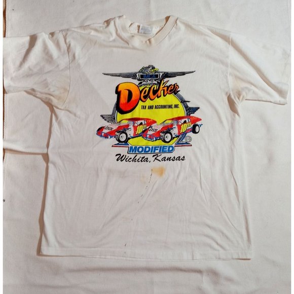 Vintage Modified Race Car Mod Class IMCA XL TShirt Grungy Wichita Kansas KS - Picture 2 of 10